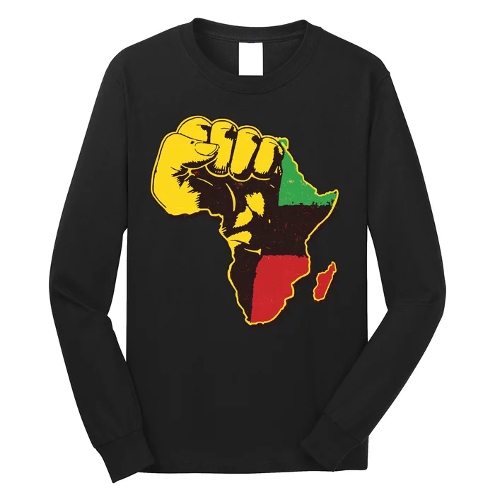 African Traditional Colors Protest Fist Long Sleeve Shirt