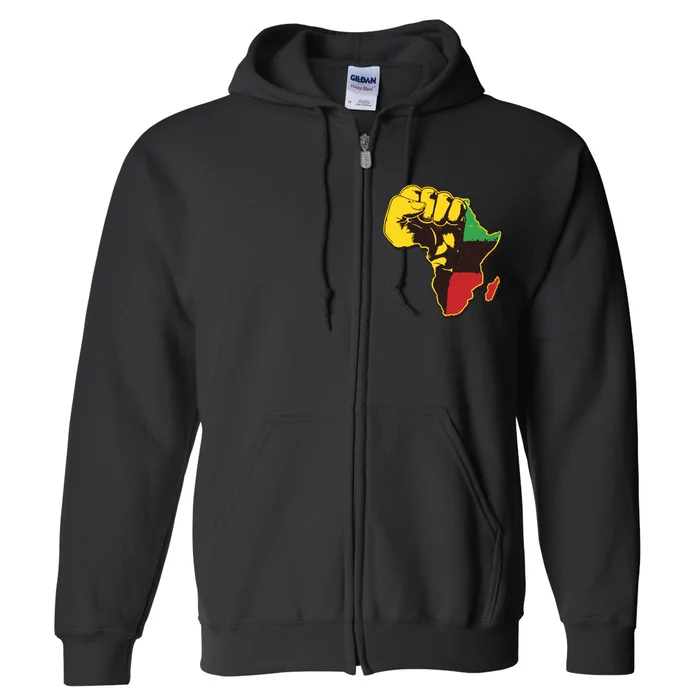 African Traditional Colors Protest Fist Full Zip Hoodie