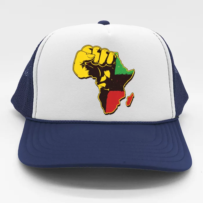 African Traditional Colors Protest Fist Trucker Hat