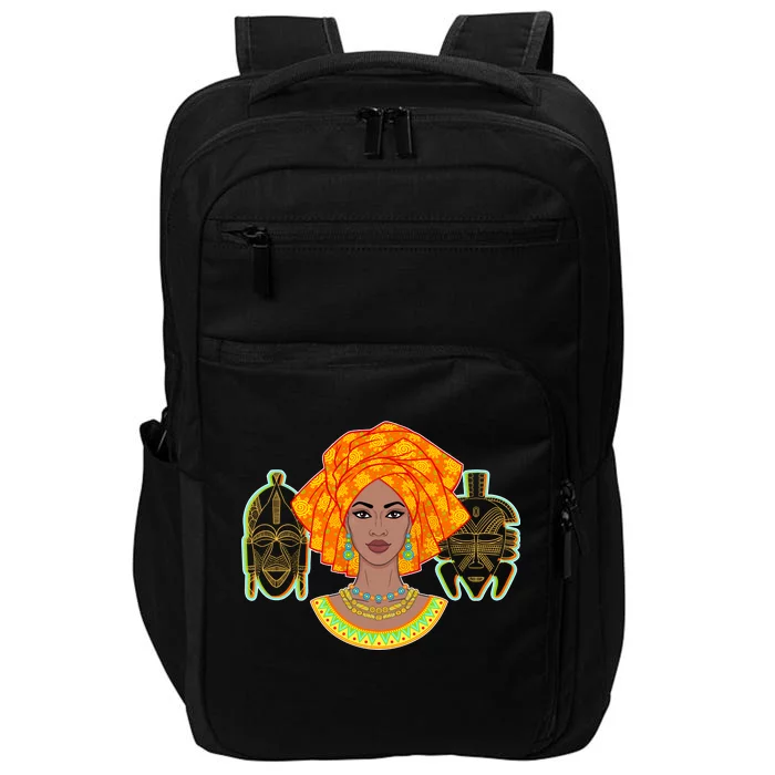 African Woman With Tribal Masks Impact Tech Backpack