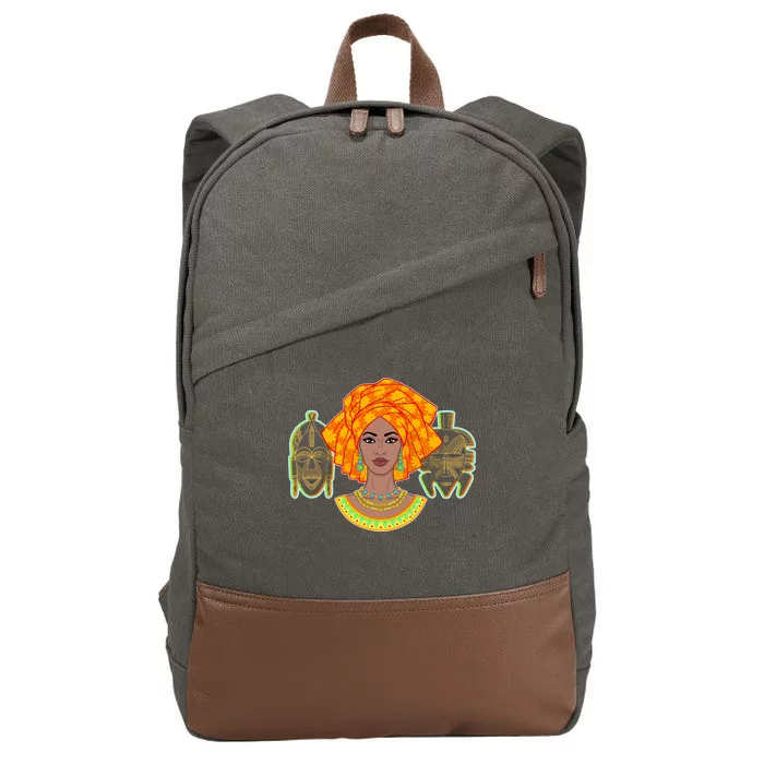 African Woman With Tribal Masks Cotton Canvas Backpack