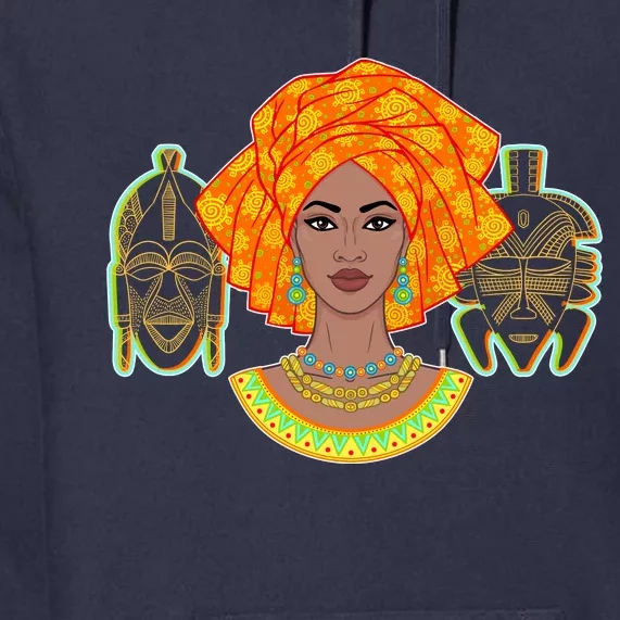 African Woman With Tribal Masks Premium Hoodie