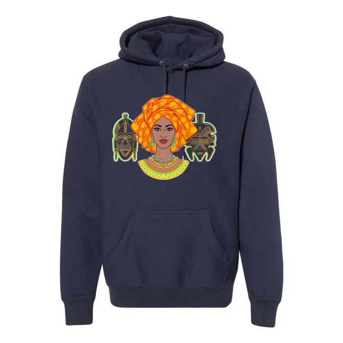 African Woman With Tribal Masks Premium Hoodie