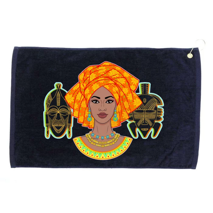 African Woman With Tribal Masks Grommeted Golf Towel