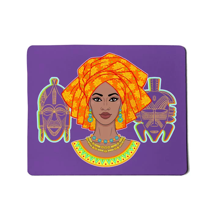 African Woman With Tribal Masks Mousepad