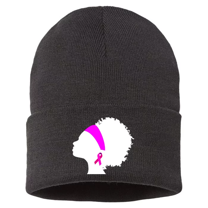 Afro Breast Cancer Awareness Sustainable Knit Beanie