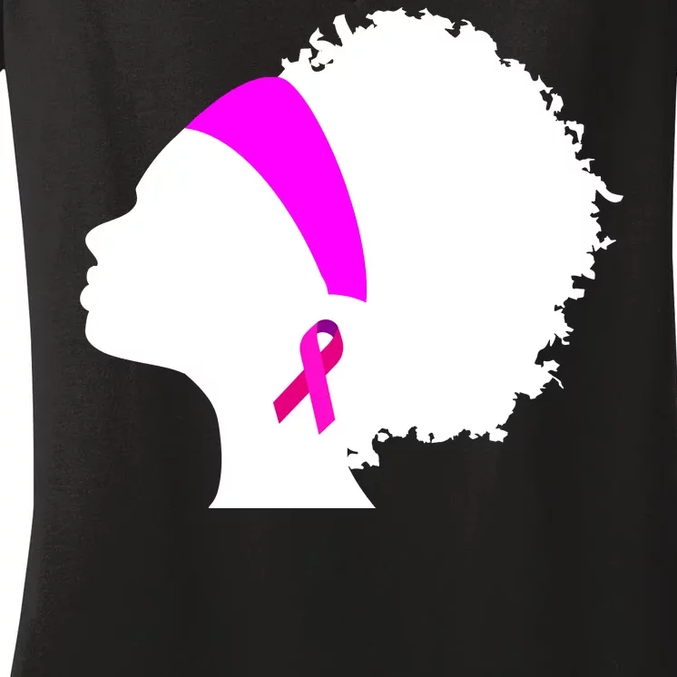 Afro Breast Cancer Awareness Women's V-Neck T-Shirt