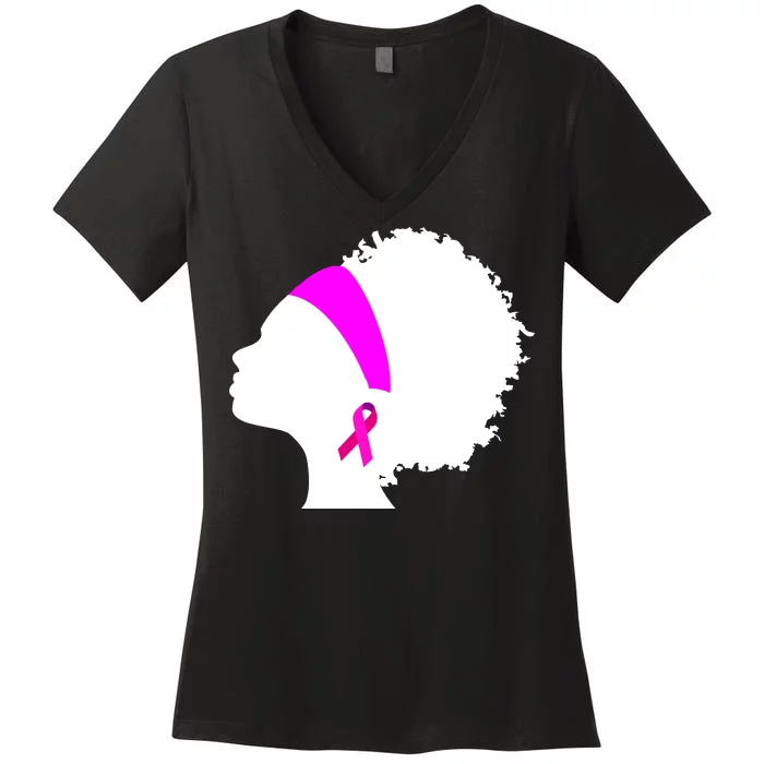 Afro Breast Cancer Awareness Women's V-Neck T-Shirt