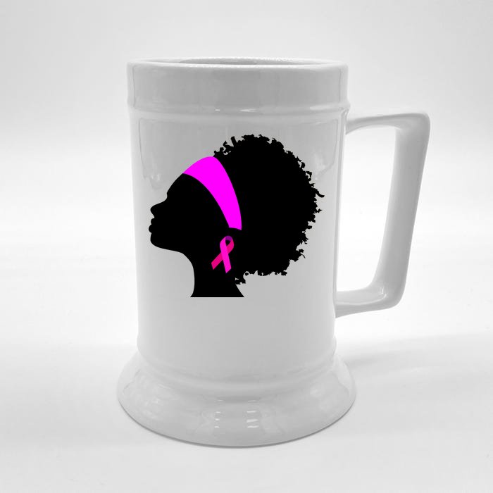 Afro Breast Cancer Awareness Front & Back Beer Stein