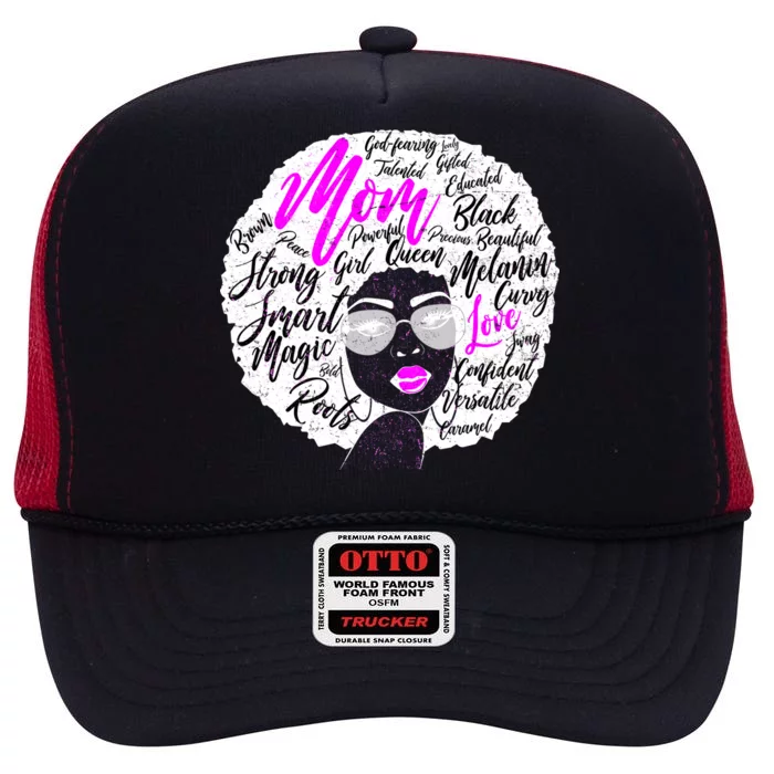 Afro Mom Strong Roots High Crown Mesh Trucker Hat