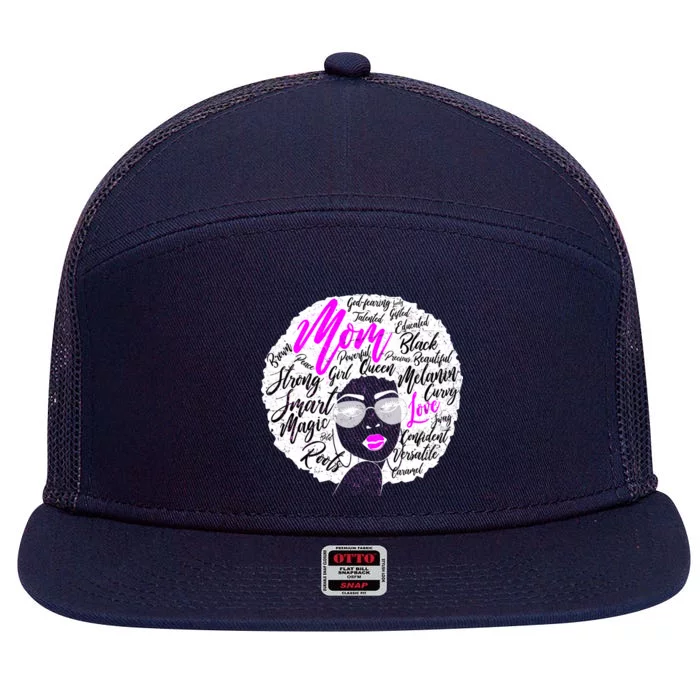 Afro Mom Strong Roots 7 Panel Mesh Trucker Snapback Hat