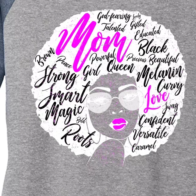 Afro Mom Strong Roots Women's Tri-Blend 3/4-Sleeve Raglan Shirt