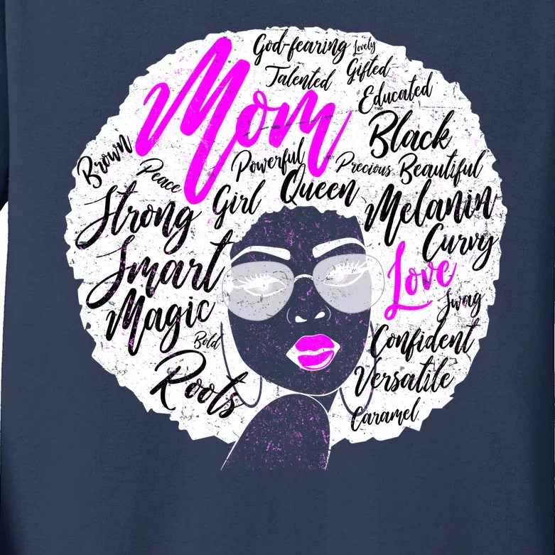 Afro Mom Strong Roots Kids Long Sleeve Shirt