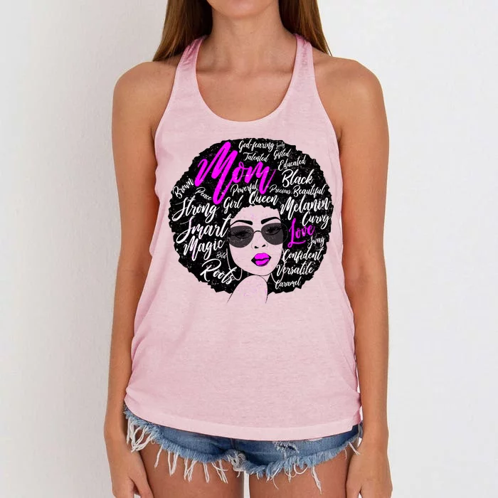 Afro Mom Strong Roots Women's Knotted Racerback Tank