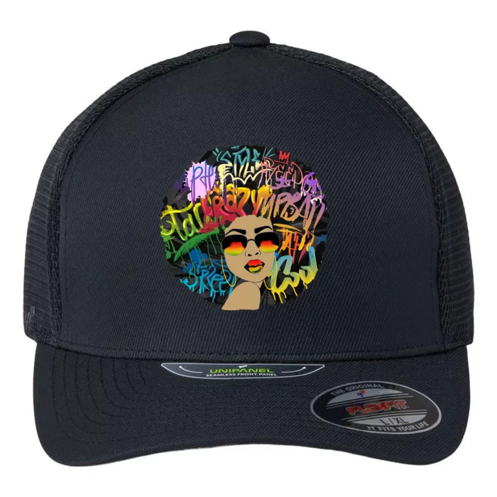 Afro Proud Black Woman Dashiki Melanin Flexfit Unipanel Trucker Cap