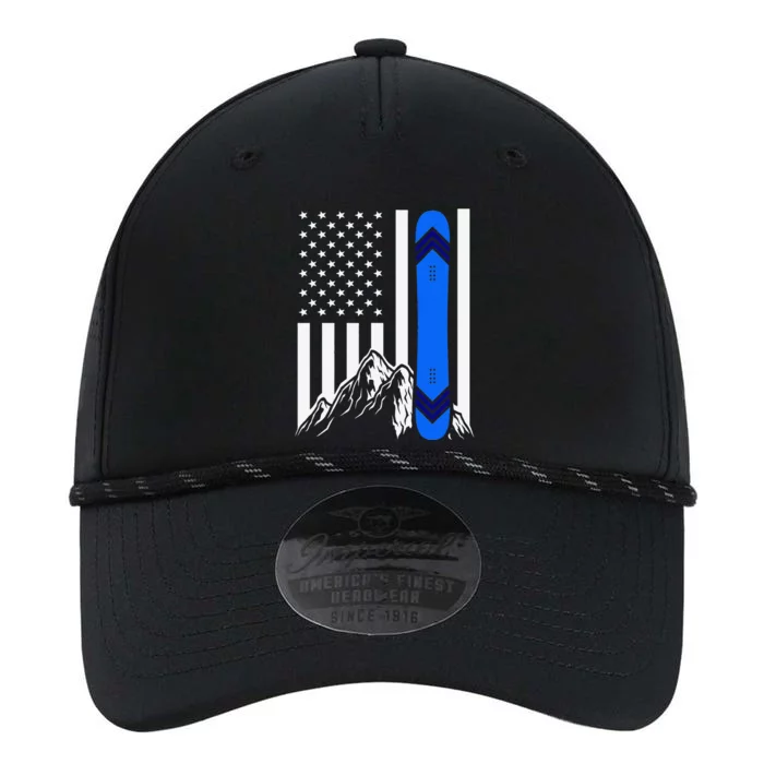 American Flag Snowboarding Gifts Mountain Snowboarder Performance The Dyno Cap