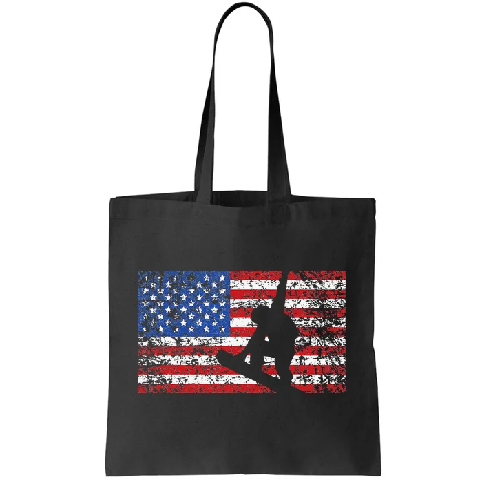 American Flag Snowboarding USA Gift Snowboard Team Tote Bag