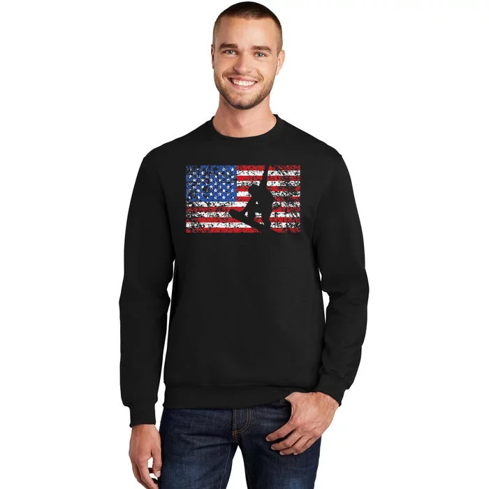 American Flag Snowboarding USA Gift Snowboard Team Tall Sweatshirt