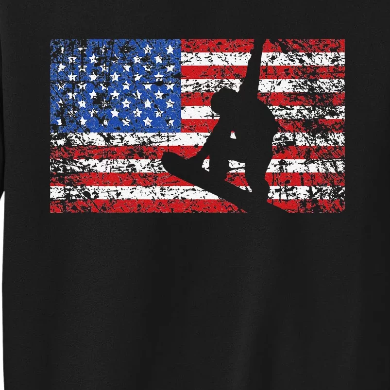 American Flag Snowboarding USA Gift Snowboard Team Tall Sweatshirt