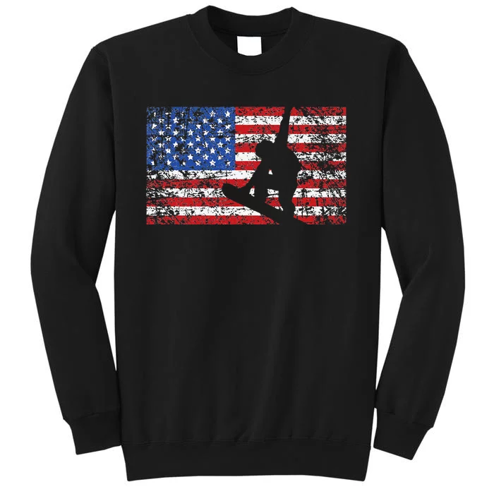 American Flag Snowboarding USA Gift Snowboard Team Tall Sweatshirt