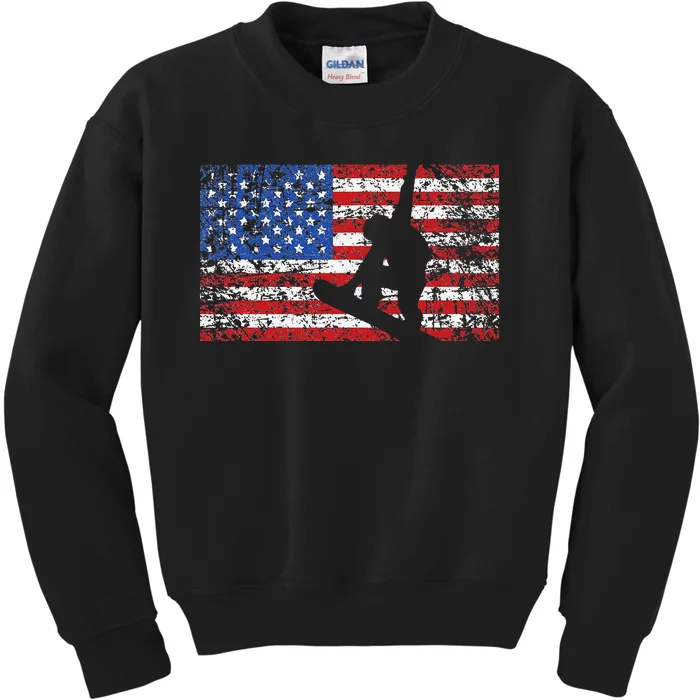 American Flag Snowboarding USA Gift Snowboard Team Kids Sweatshirt