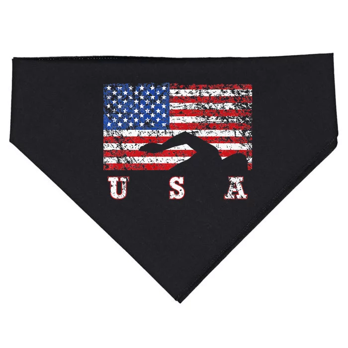 American Flag Swimming USA Gift, Swim Team USA-Made Doggie Bandana