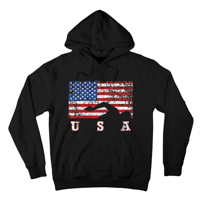 American Flag Swimming USA Swim Team Pool Hoodie