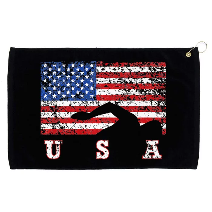 American Flag Swimming USA Swim Team Pool Grommeted Golf Towel