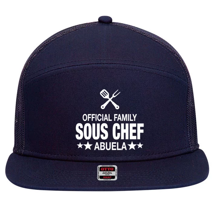 Abuela Family Sous Chef Funny Cooking Abuela Gift 7 Panel Mesh Trucker Snapback Hat