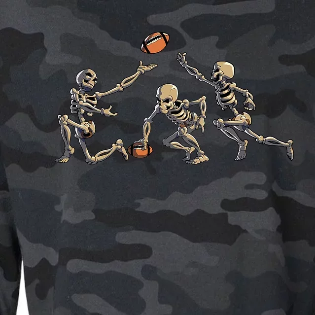 American Football Skeleton Halloween Football Fan Cropped Pullover Crew