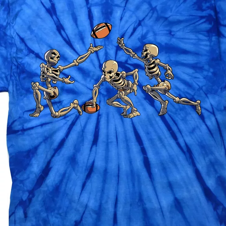 American Football Skeleton Halloween Football Fan Tie-Dye T-Shirt