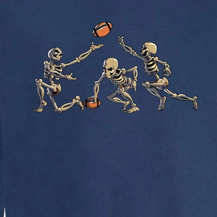 American Football Skeleton Halloween Football Fan Garment-Dyed Sweatshirt