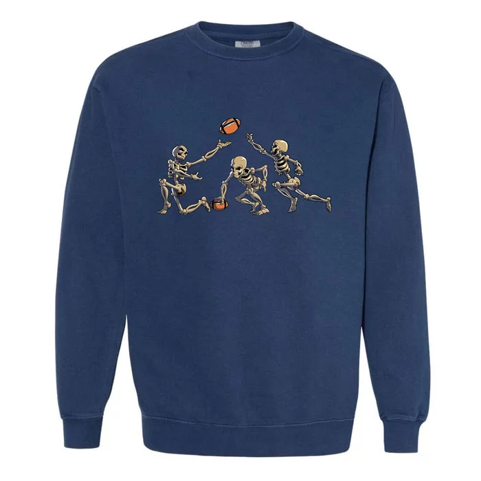 American Football Skeleton Halloween Football Fan Garment-Dyed Sweatshirt