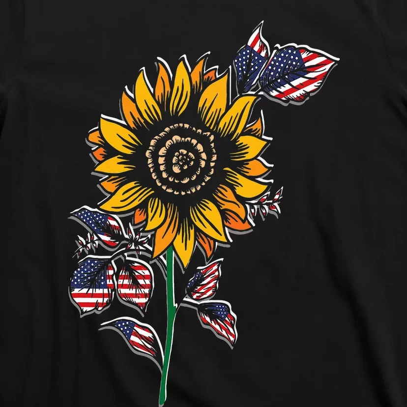 American Flag Sunflower design patriotic USA flag sunflower T-Shirt