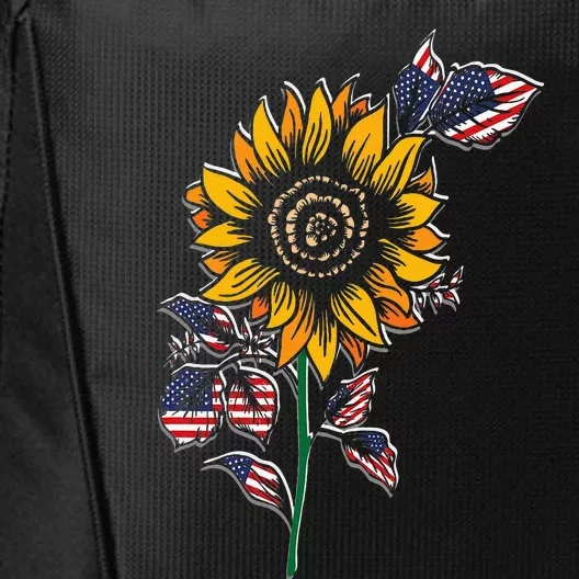 American Flag Sunflower design patriotic USA flag sunflower City Backpack