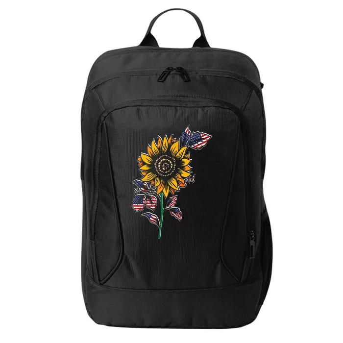 American Flag Sunflower design patriotic USA flag sunflower City Backpack