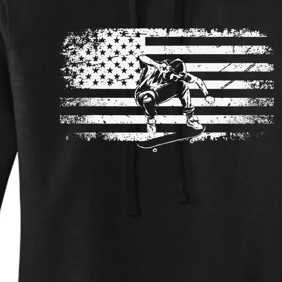 American Flag Skateboard Apparel Skateboarder Skateboard Women's Pullover Hoodie