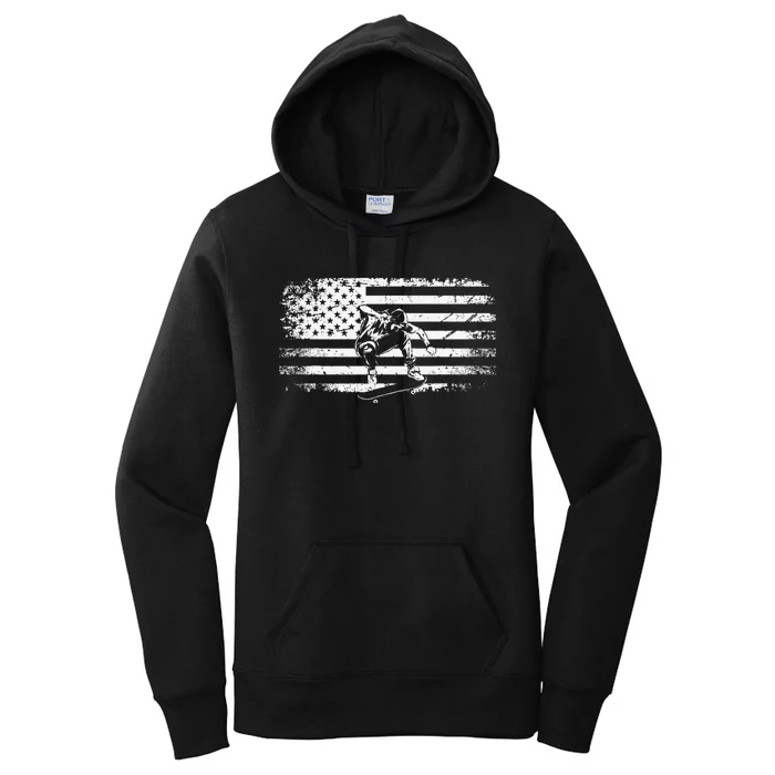 American Flag Skateboard Apparel Skateboarder Skateboard Women's Pullover Hoodie