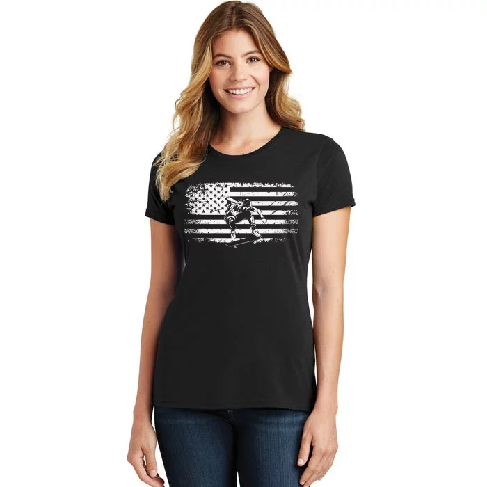 American Flag Skateboard Apparel Skateboarder Skateboard Women's T-Shirt