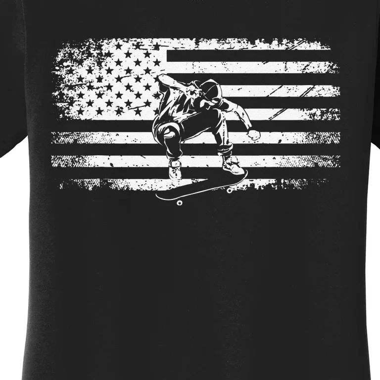 American Flag Skateboard Apparel Skateboarder Skateboard Women's T-Shirt