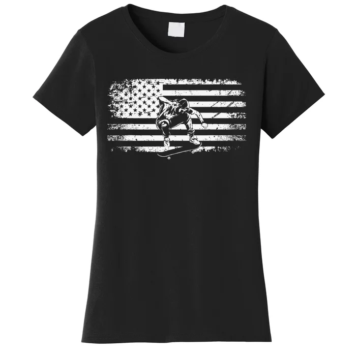 American Flag Skateboard Apparel Skateboarder Skateboard Women's T-Shirt