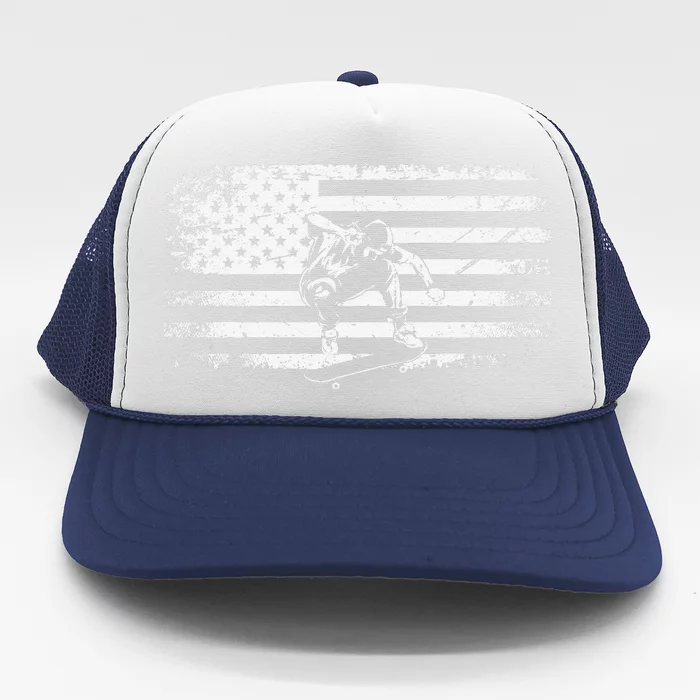 American Flag Skateboard Apparel Skateboarder Skateboard Trucker Hat