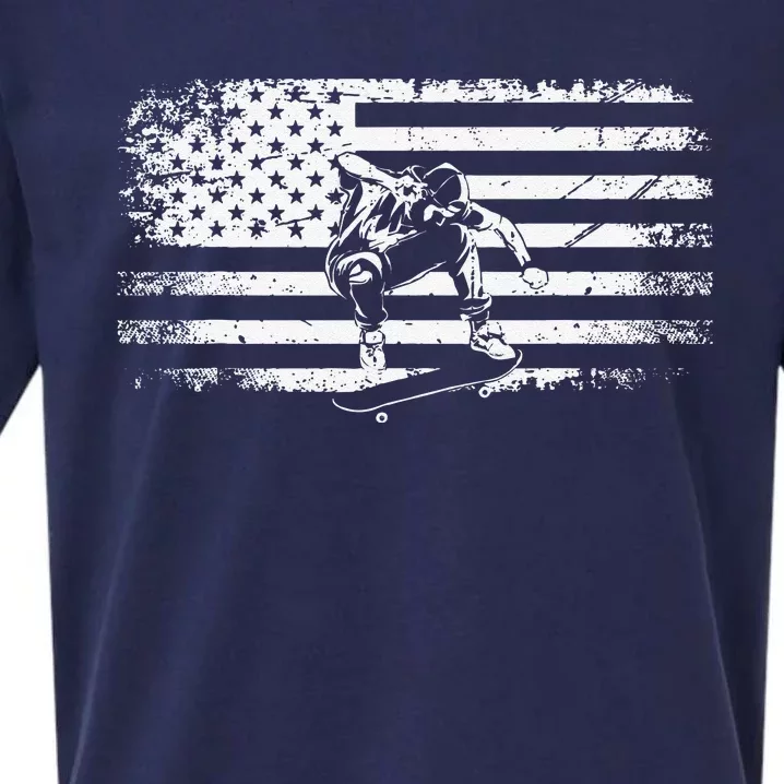 American Flag Skateboard Apparel Skateboarder Skateboard Sueded Cloud Jersey T-Shirt