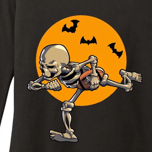 American Football Skeleton Halloween Womens CVC Long Sleeve Shirt