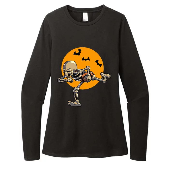 American Football Skeleton Halloween Womens CVC Long Sleeve Shirt