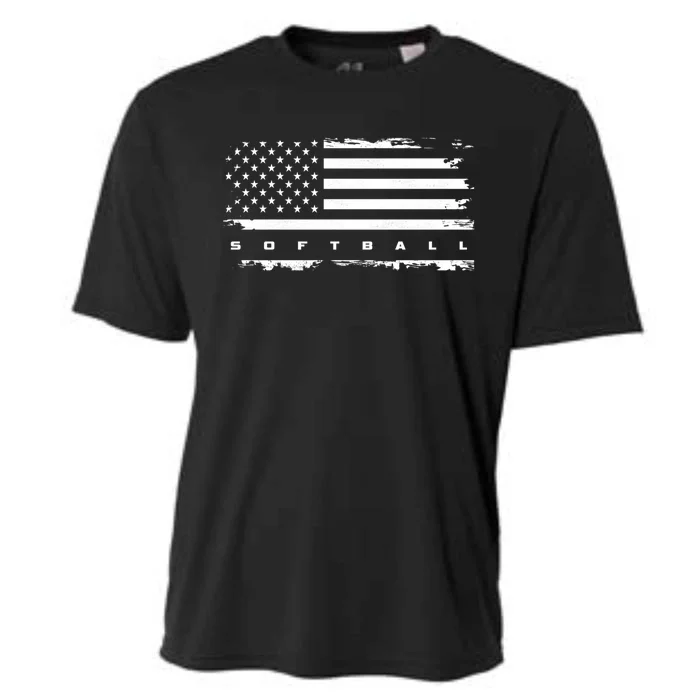 American Flag Softball Gift Softball Funny Gift Cooling Performance Crew T-Shirt