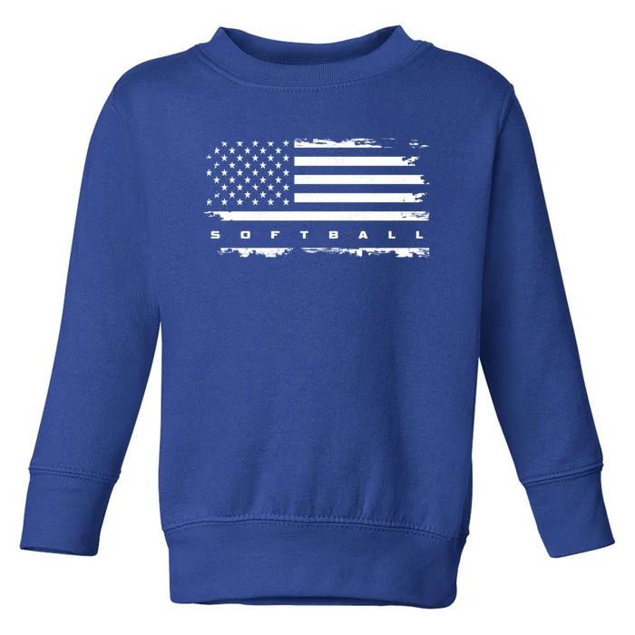 American Flag Softball Gift Softball Funny Gift Toddler Sweatshirt