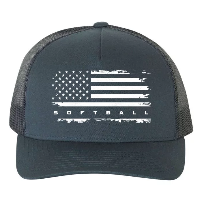 American Flag Softball Gift Softball Funny Gift Yupoong Adult 5-Panel Trucker Hat