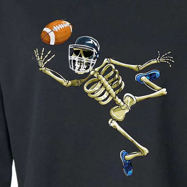 American Football Skeleton Halloween Football Fan Cropped Pullover Crew