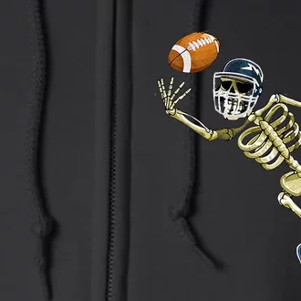 American Football Skeleton Halloween Football Fan Full Zip Hoodie